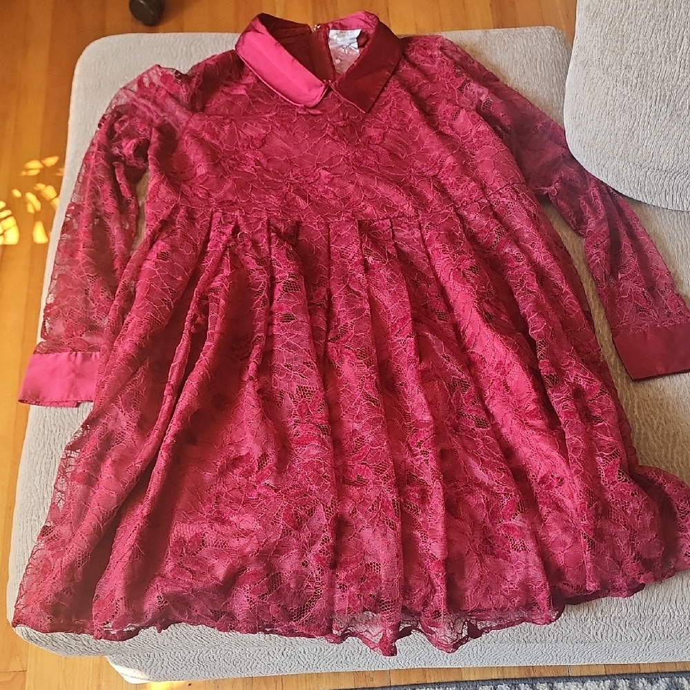 Unique Vintage Rich Red Satin Dress